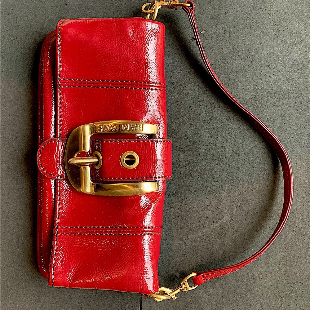 Rampage Clutch | Deep Cherry | Gold Accents | Removable Strap